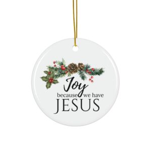 Christmas Joy Ceramic Ornament, Religious Holiday Decor, Jesus Heart Snowflake Star Ornament, Christian Gift, Religious Decoration,