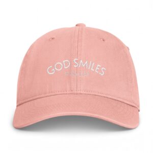 God Smiles Washed Baseball Cap — 'God Smiles' Embroidered Coastal Dad Hat